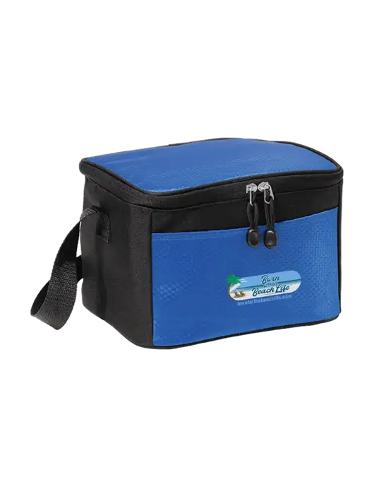 6 Can Twilight Blue/Black Cube Cooler w/Beach Life Logo