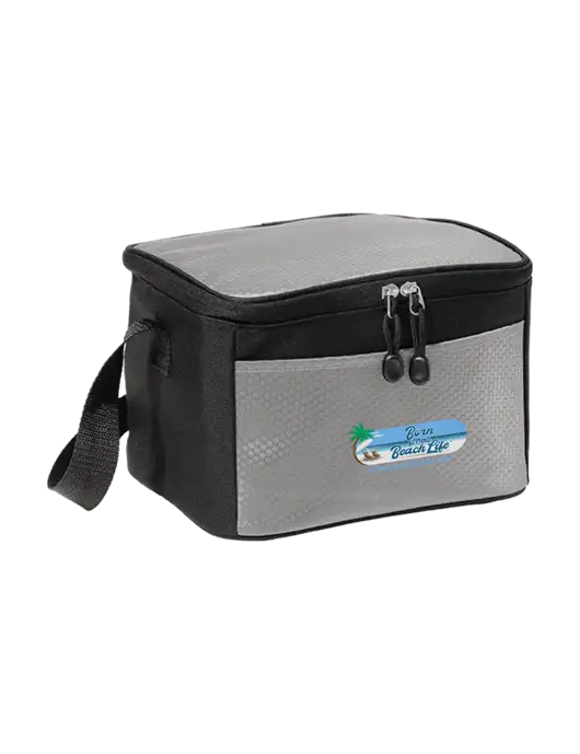 6 Can Grey/Black Cube Cooler w/Beach Life Logo