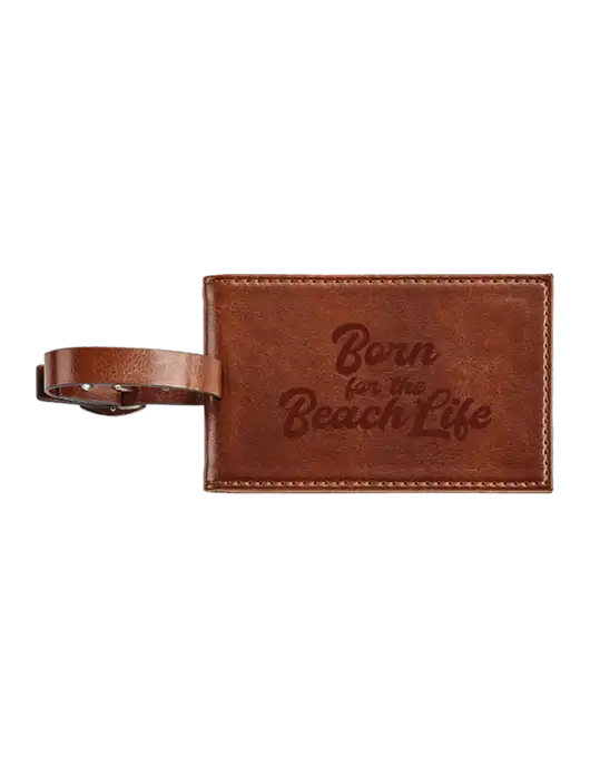 Fabrizio Brown Executive Luggage Tag w/Beach Life Text Logo