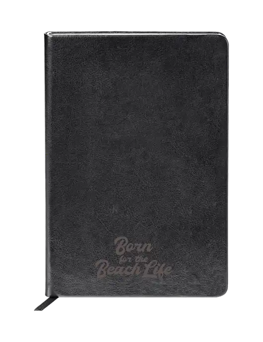Fabrizio Black Hard Cover 5.75 x 8.3 Journal w/Beach Life Text Logo