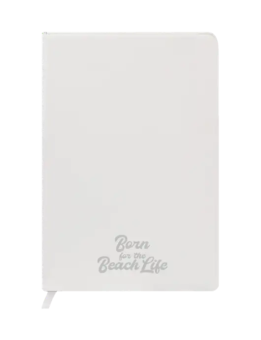 Fabrizio White Hard Cover 5.75 x 8.3  Journal w/Beach Life Text Logo
