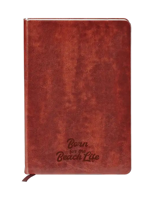 Fabrizio Brown Hard Cover 5.75 x 8.3 Journal w/Beach Life Text Logo