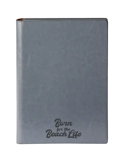 Fabrizio Grey 7 x 9.625 Padfolio & Notepad w/Beach Life Text Logo