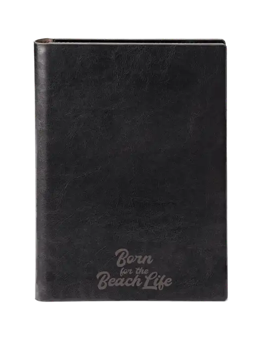 Fabrizio Black 7 x 9.625 Padfolio & Notepad w/Beach Life Text Logo
