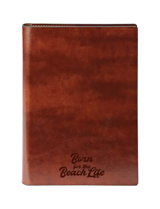 Fabrizio Brown 7 x 9.625 Padfolio & Notepad w/Beach Life Text Logo