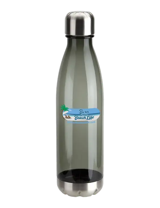 Bayside Tritan Smoke 25 oz Bottle with Stainless Base and Cap w/Beach Life Logo