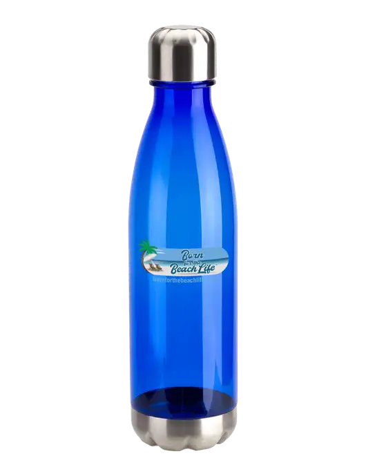 Bayside Tritan Blue 25 oz Bottle with Stainless Base and Cap w/Beach Life Logo