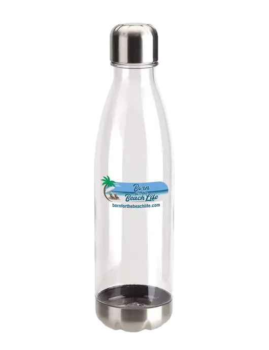 Bayside Tritan Clear 25 oz Bottle with Stainless Base and Cap w/Beach Life Logo