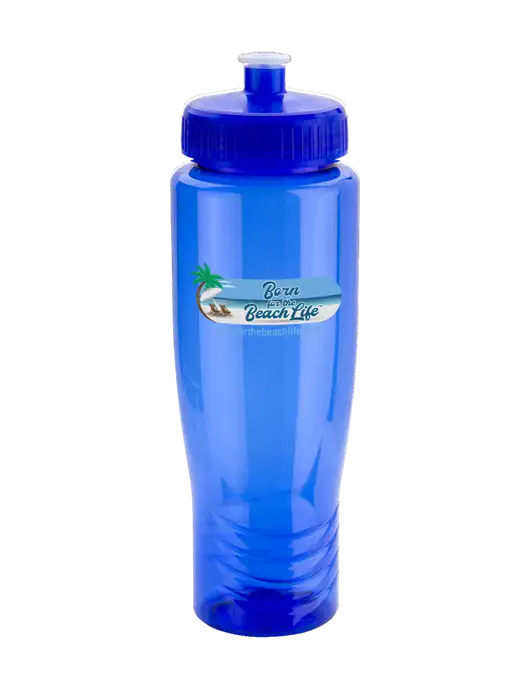 Roam Blue 28 oz Eco-Polyclear Bottle with Push Pull Lid w/Beach Life Logo