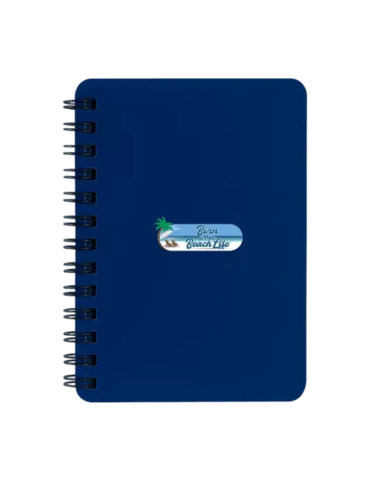 Sturdy Navy Blue Hardcover Notebook, 5.25 x 7 w/Beach Life Logo
