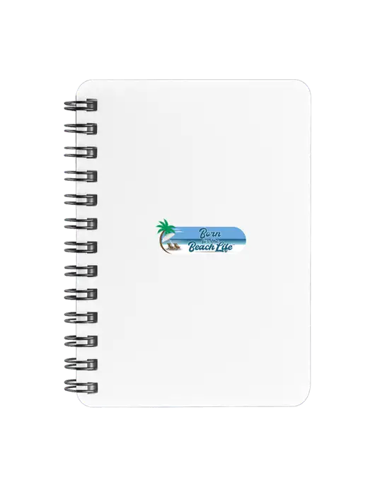 Sturdy White Hardcover Notebook, 5.25 x 7 w/Beach Life Logo