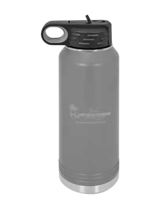 Polar Camel 32 oz Powder Coated Grey Vacuum Insulated Water Bottle w/Beach Life Logo