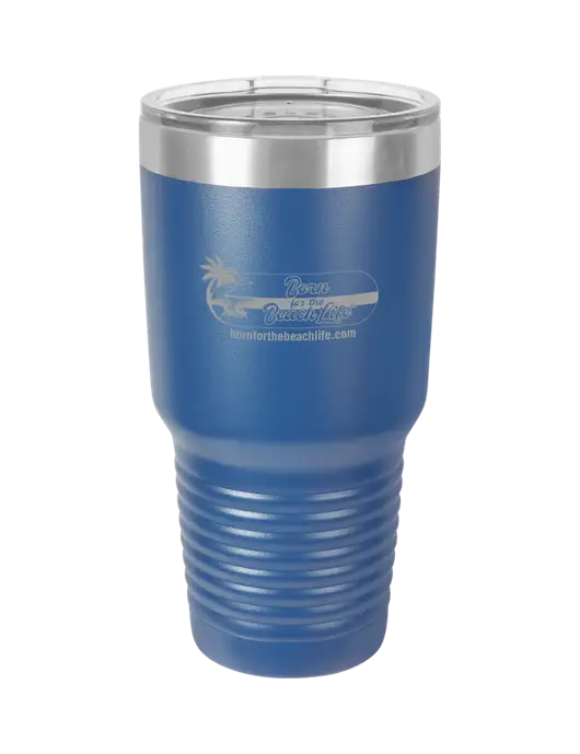 Polar Camel 30 oz Powder Coated Royal Vacuum Insulated Tumbler w/Beach Life Logo