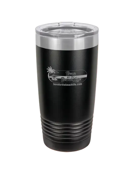 Polar Camel 20 oz Powder Coated Black Vacuum Insulated Tumbler w/Beach Life Logo