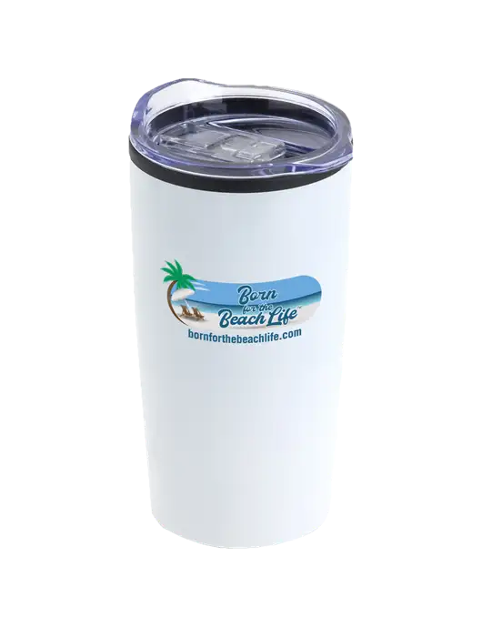 Olympus White 20 oz Tumbler w/Beach Life Logo