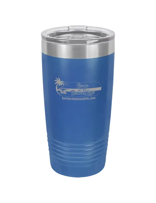 Polar Camel 20 oz Powder Coated Royal Vacuum Insulated Tumbler w/Beach Life Logo