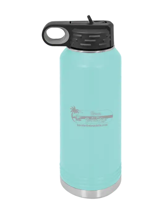 Polar Camel 32 oz Powder Coated Seafoam Vacuum Insulated Water Bottle w/Beach Life Logo