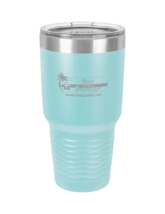 Polar Camel 30 oz Powder Coated Light Blue Vacuum Insulated Tumbler w/Beach Life Logo