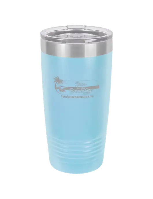 Polar Camel 20 oz Powder Coated Light Blue Vacuum Insulated Tumbler w/Beach Life Logo