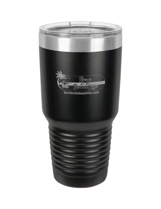 Polar Camel 30 oz Powder Coated Black Vacuum Insulated Tumbler w/Beach Life Logo