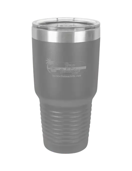 Polar Camel 30 oz Powder Coated Grey Vacuum Insulated Tumbler w/Beach Life Logo