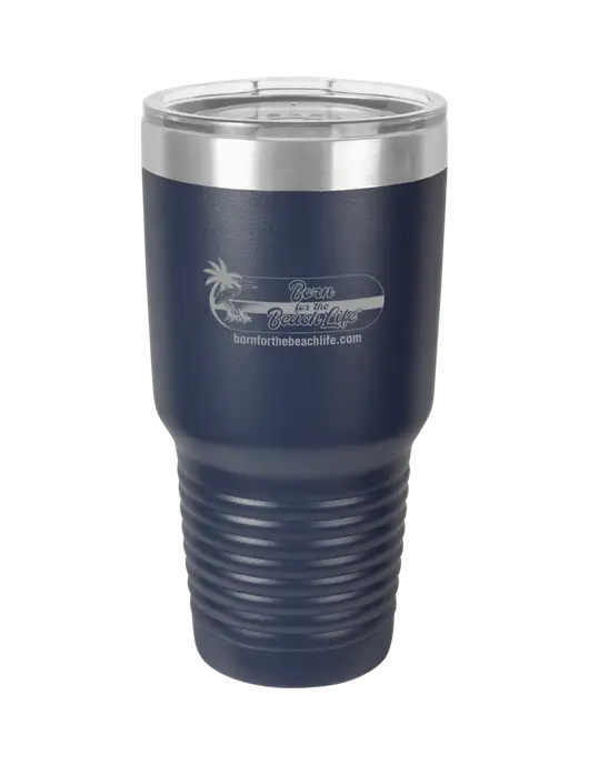 Polar Camel 30 oz Powder Coated Navy Vacuum Insulated Tumbler w/Beach Life Logo