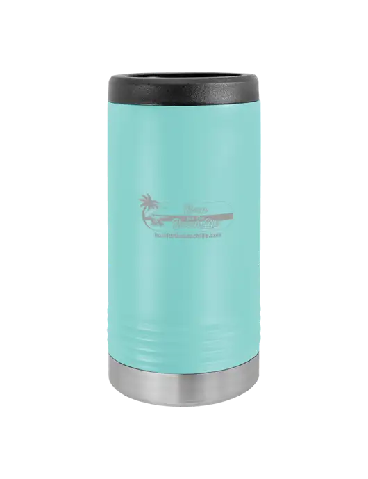 Polar Camel Powder Coated Seafoam Vacuum Insulated Slim Beverage Holder w/Beach Life Logo