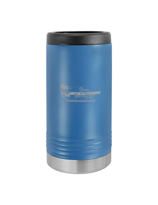 Polar Camel Powder Coated Royal Blue Vacuum Insulated Slim Beverage Holder w/Beach Life Logo