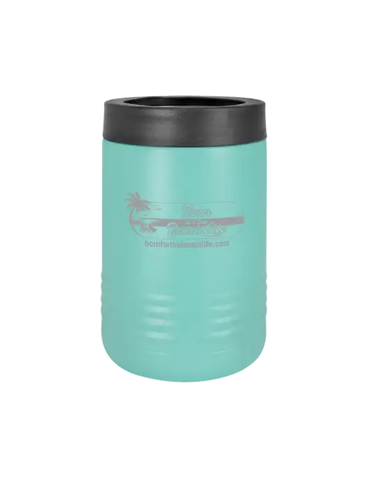 Polar Camel 12 oz Powder Coated Seafoam Vacuum Insulated Beverage Holder w/Beach Life Logo