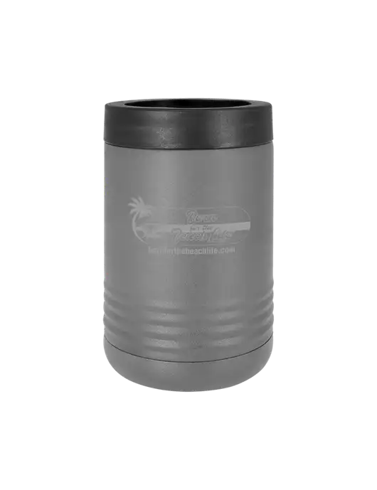 Polar Camel 12 oz Powder Coated Grey Vacuum Insulated Beverage Holder w/Beach Life Logo
