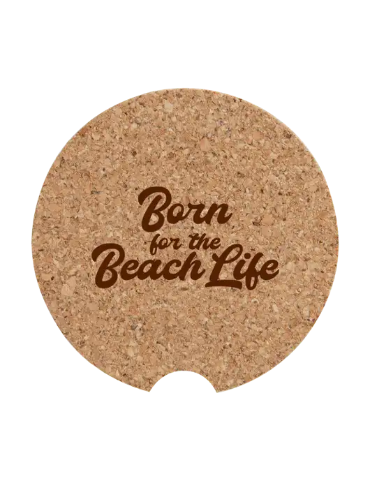 Cork Car Coaster, 2.5" w/Beach Life Text Logo
