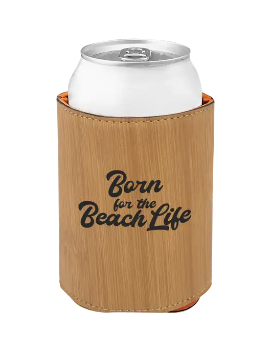Bamboo Leatherette Beverage Holder w/Beach Life Text Logo