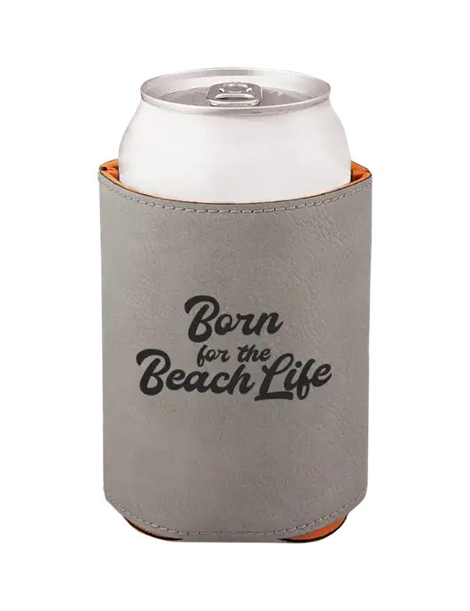 Grey Leatherette Beverage Holder w/Beach Life Text Logo