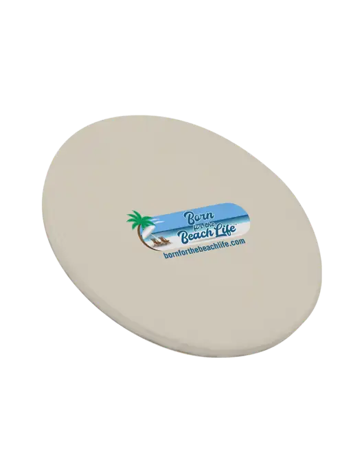 Round Sandstone Coaster w/Beach Life Logo