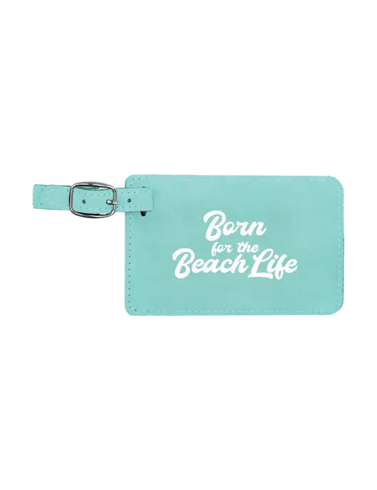 Seafoam Leatherette Luggage Tag w/Beach Life Text Logo