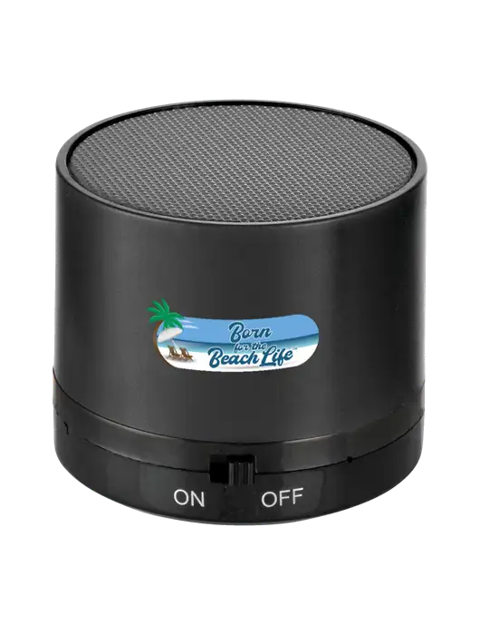 Black Cylinder Bluetooth Speaker w/Beach Life Logo