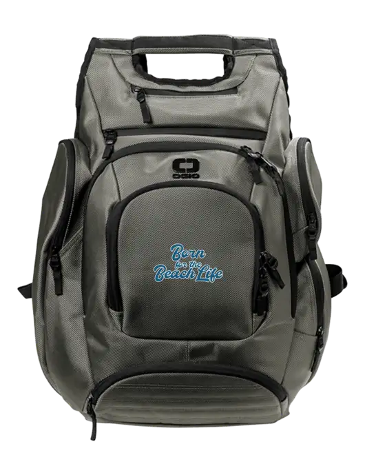 OGIO Medium Grey Metro Ballistic Laptop Backpack w/Beach Life Text Logo