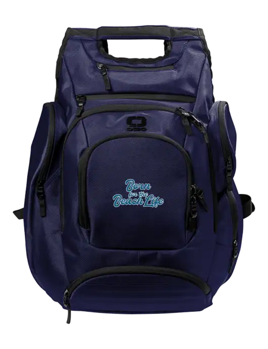 OGIO Navy Metro Ballistic Laptop Backpack w/Beach Life Text Logo
