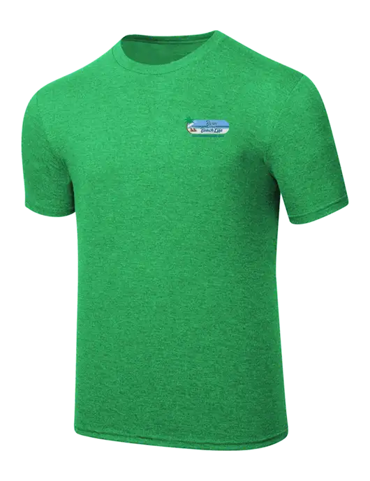 Simply Soft Kelly Green Frost 4.5oz  Poly/Combed Ring Spun Cotton T-Shirt w/Beach Life Logo