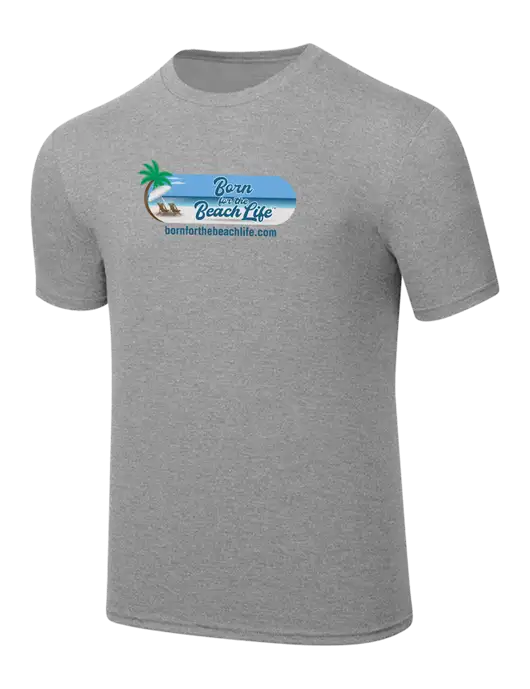 Simply Soft Heathered Light Grey 4.5oz  Poly/Combed Ring Spun Cotton T-Shirt w/Beach Life Logo