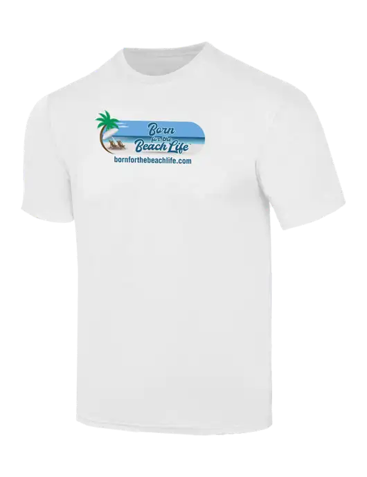 Simply Soft White 4.5oz  Poly/Combed Ring Spun Cotton T-Shirt w/Beach Life Logo