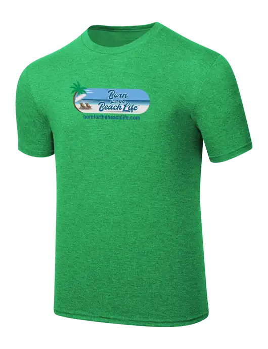 Simply Soft Kelly Green Frost 4.5oz  Poly/Combed Ring Spun Cotton T-Shirt w/Beach Life Logo