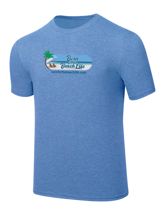 Simply Soft Carolina Blue Frost 4.5oz  Poly/Combed Ring Spun Cotton T-Shirt w/Beach Life Logo