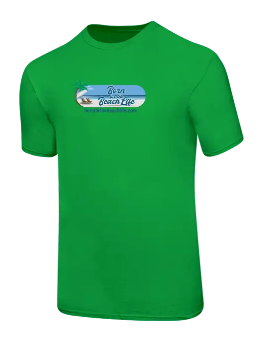 Ring Spun Light Kelly Green 4.5 oz T-Shirt w/Beach Life Logo
