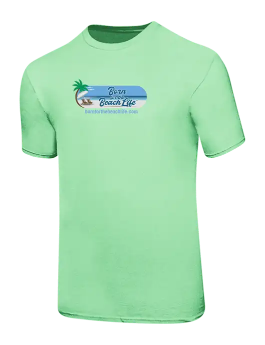 Ring Spun Light Green 4.5 oz T-Shirt w/Beach Life Logo