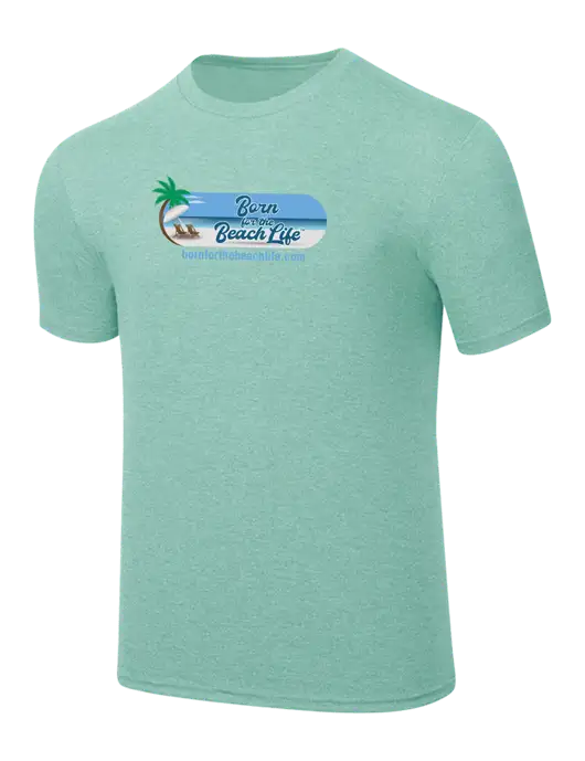 Simply Soft Heathered Sage 4.5oz  Poly/Combed Ring Spun Cotton T-Shirt w/Beach Life Logo