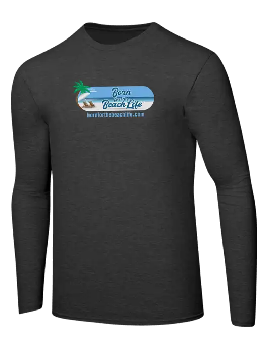 Ring Spun Dark Heather Grey 4.5 oz Long Sleeve T-Shirt w/Beach Life Logo