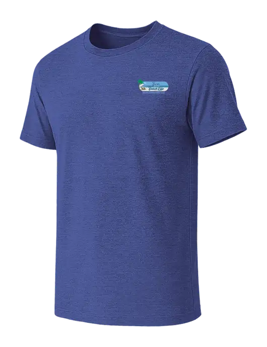 BELLA+CANVAS Heather Royal CVC Short Sleeve Tee w/Beach Life Logo