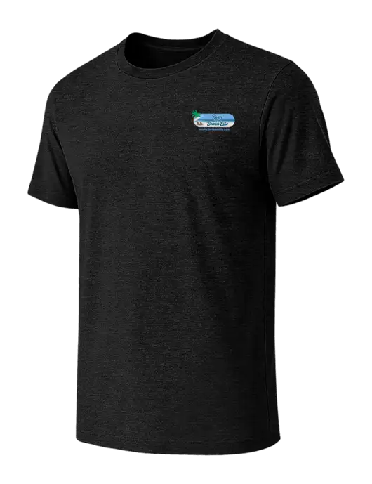 BELLA+CANVAS Black Heather CVC Short Sleeve Tee w/Beach Life Logo