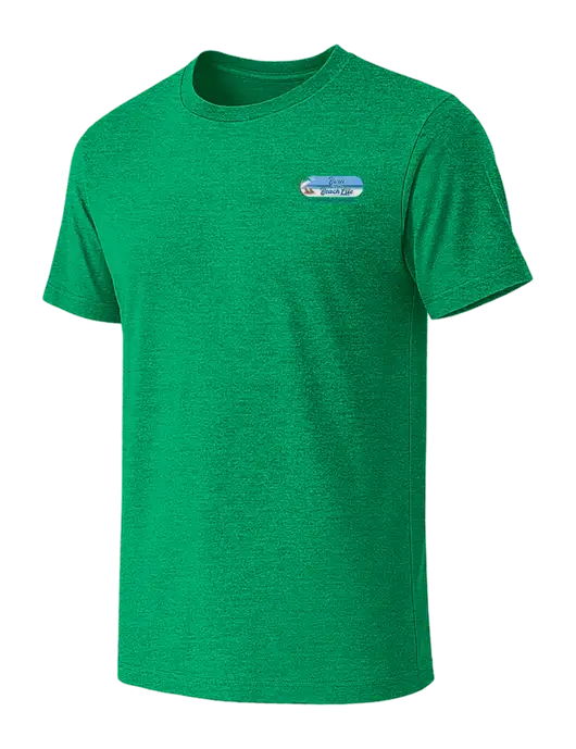 BELLA+CANVAS Heather Kelly Green CVC Short Sleeve Tee w/Beach Life Logo